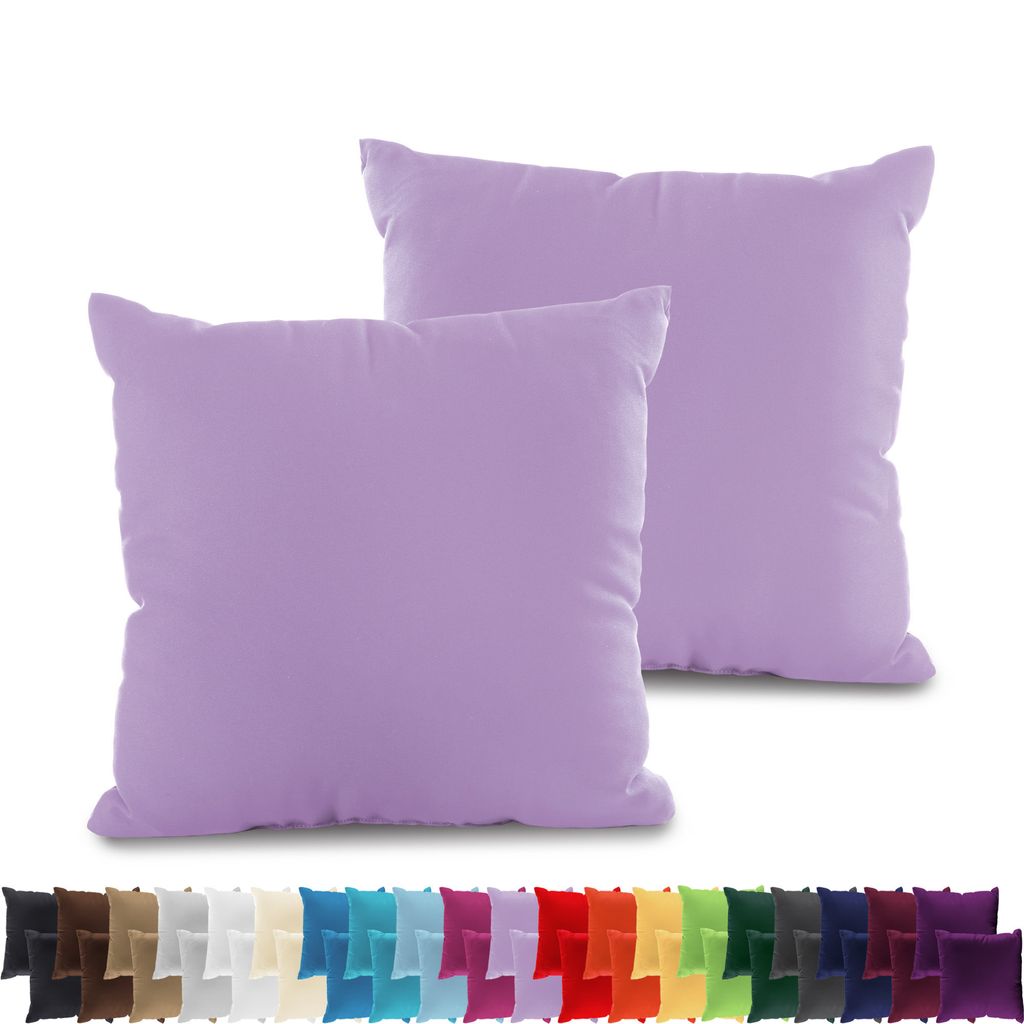 2er PACK JERSEY Kissenbezüge 100% Baumwolle Kissenhülle 160 Gr/m², in Größe: 40x40 cm, in Farbe: Lila