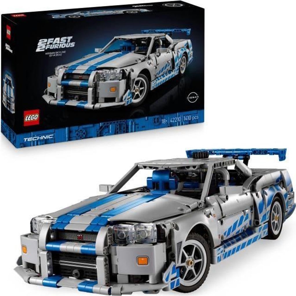 LEGO Technic Nissan Skyline GT-R (R34) 2 Fast 2 Furious, Modellauto Bausatz für Erwachsene, 1410 Teile