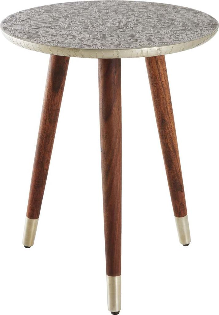 Beistelltisch 50cm Holz Metall Silber Design Tisch Modern Produktbild 