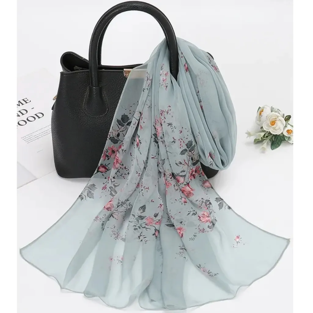 Sciarpa Betina Verde Floreale KP33786 - Eleganza Artigianale Donna