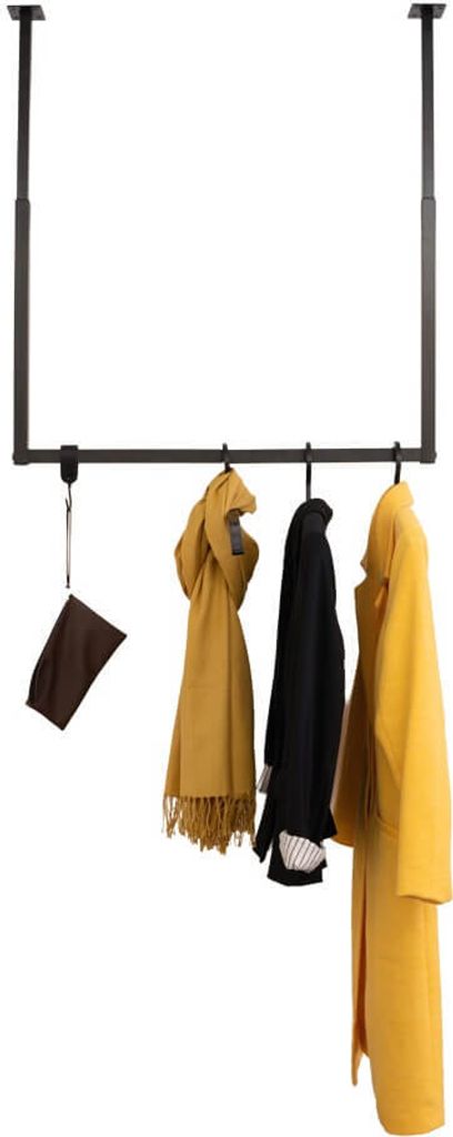 HOME DELUXE Garderobenleiste SWAY Schwarz - ausziehbar|Kleiderstange Industrial, Handtuchhalterung