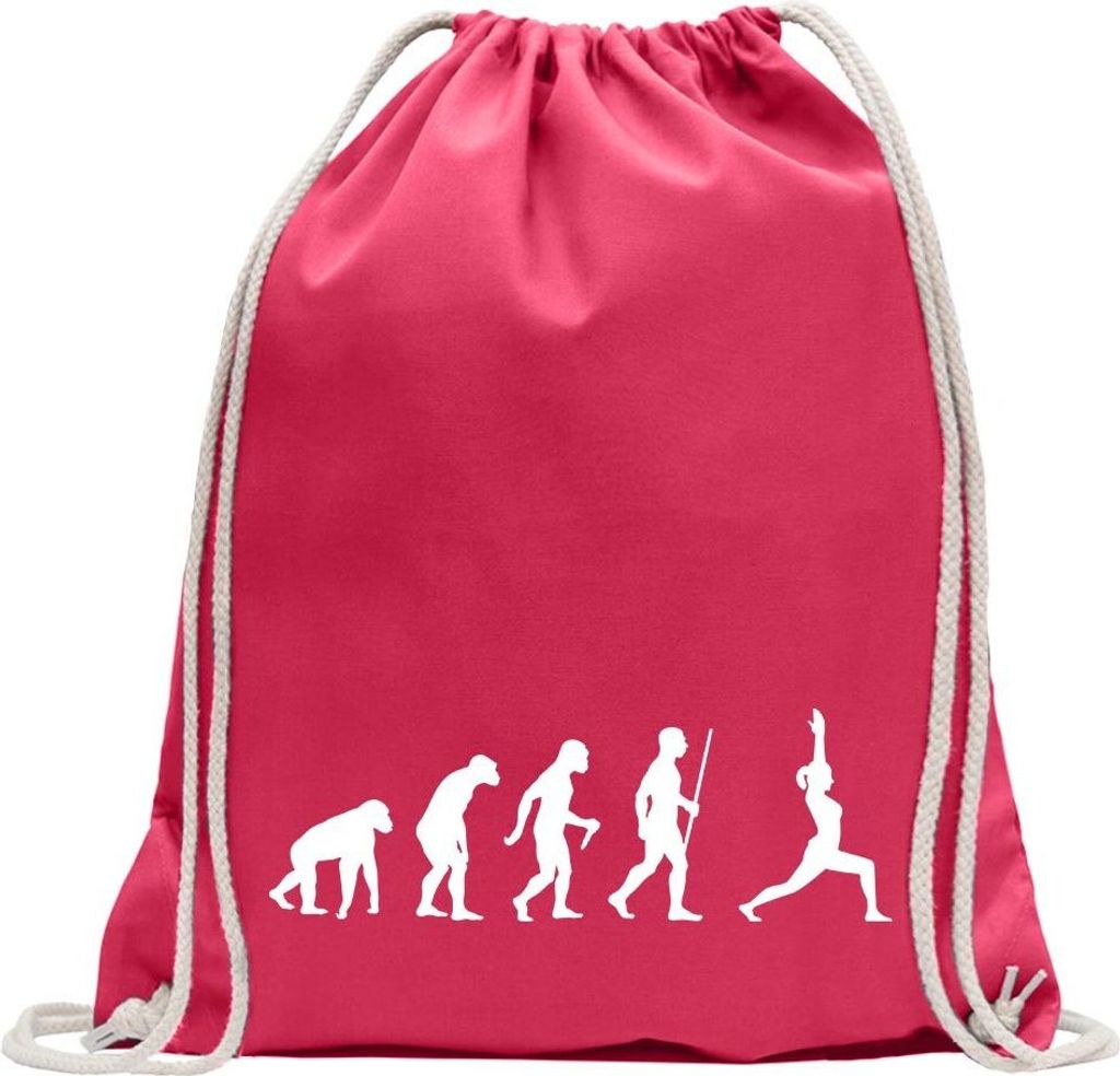 Kiwistar - Turnbeutel - pink - Yoga Gymnastik Evolution II - Fun Rucksack Sport Beutel Gymsack Baumwolle mit Ziehgurt