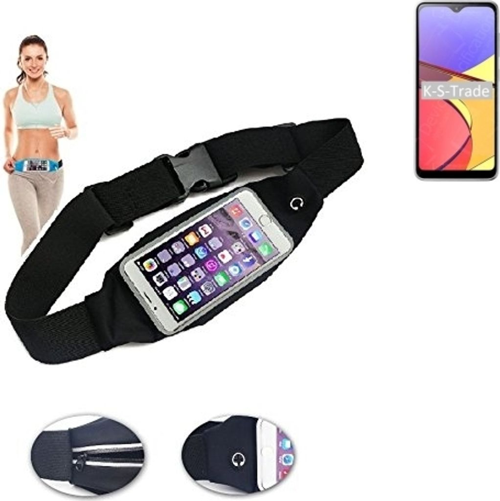 K-S-Trade Jogging-Armband kompatibel mit Samsung Galaxy A21 Simple SCV49 Gürteltasche Umhängetasche Bauchtasche schwarz Sport Running Jogging