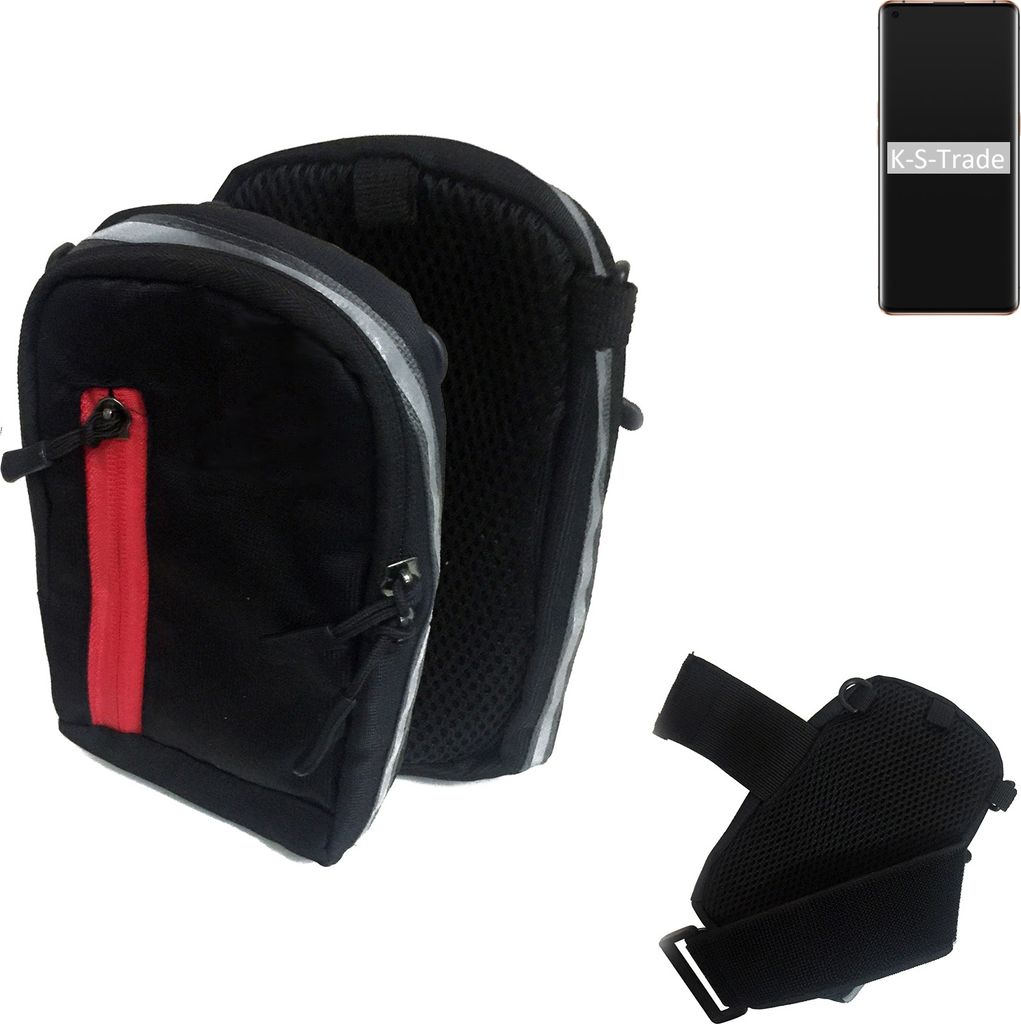 K-S-Trade Outdoor Gürteltasche Holster Umhängetasche kompatibel mit Oppo Find X2 Pro schwarz Handy Tasche Case travelbag Schutz Hülle Handy Hülle