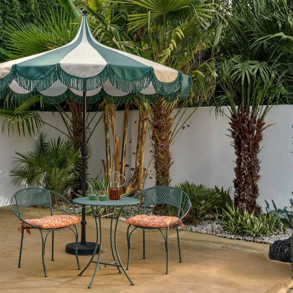 Parasol de Balcon Kim en Acier et Polyester - Rayures Vertes Ø235cm - 8