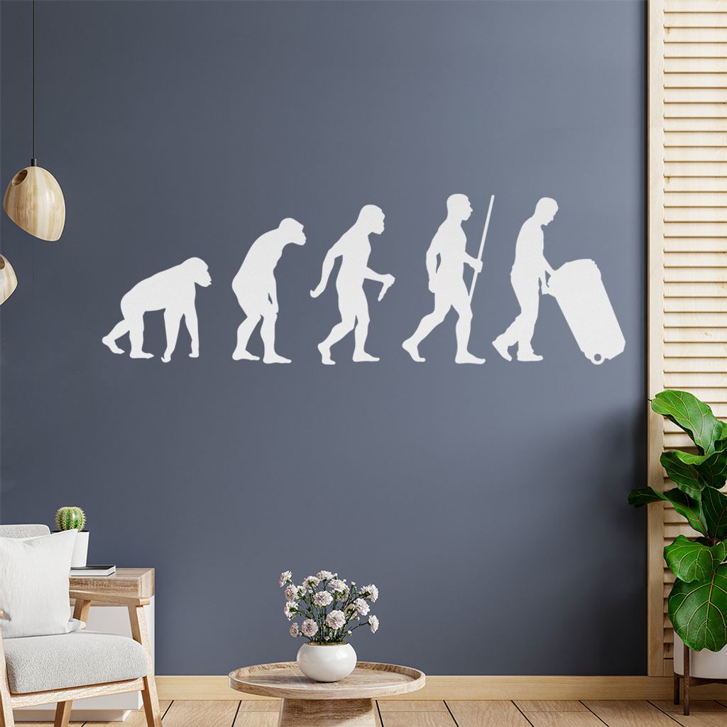 Müllmann Tonne Evolution Wandtattoo Wandaufkleber Wall Sticker - Dekoration, Küche, Wohnzimmer, Schlafzimmer, Badezimmer