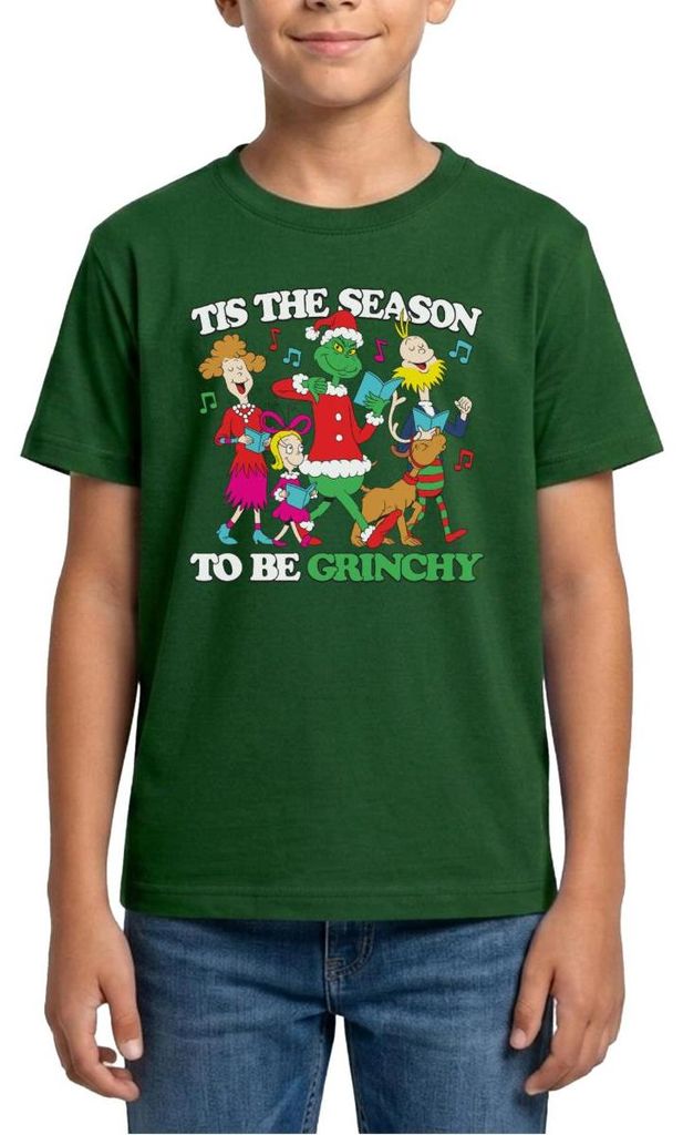 Spreadshirt Der Grinch Spruch The Season To Be Grinchy Teenager T-Shirt, 134/146 (9-11 Jahre), Forstgrün