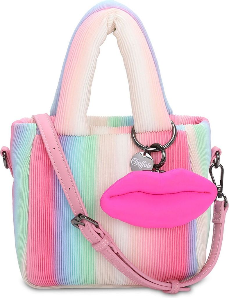 BUFFALO Handtasche Umhängetasche Pleated Boxy10 Crossbody Bag Rainbow bunt