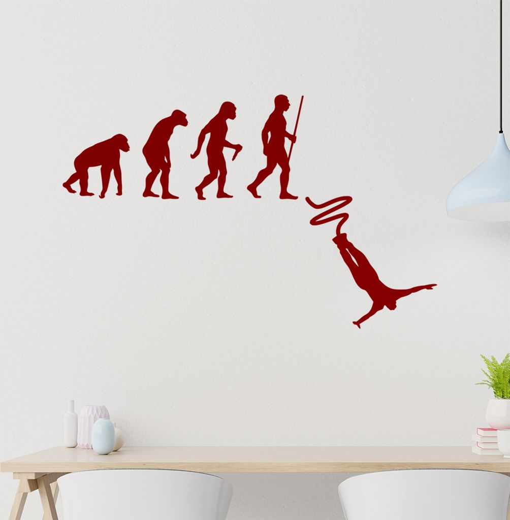 Bungeespringen Evolution Wandtattoo Wandaufkleber Wall Sticker - Dekoration, Küche, Wohnzimmer, Schlafzimmer, Badezimmer