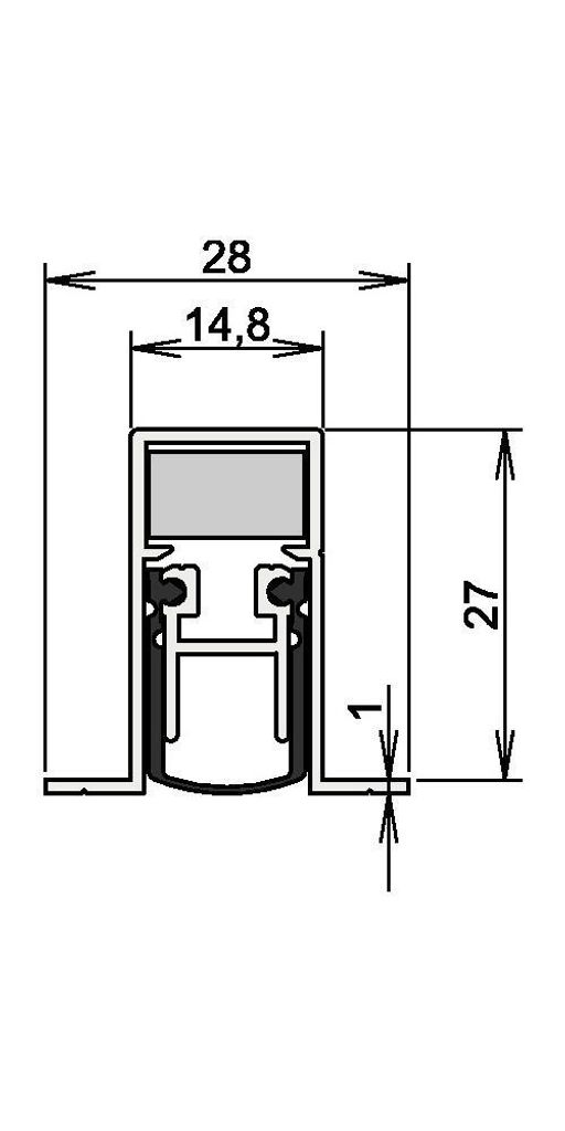 Athmer Türdichtung Schall-Ex DUO L-15 / 28 OS Nr.1-404 Auslösung 2-seitig Länge 708mm Aluminium - 1-404-0710