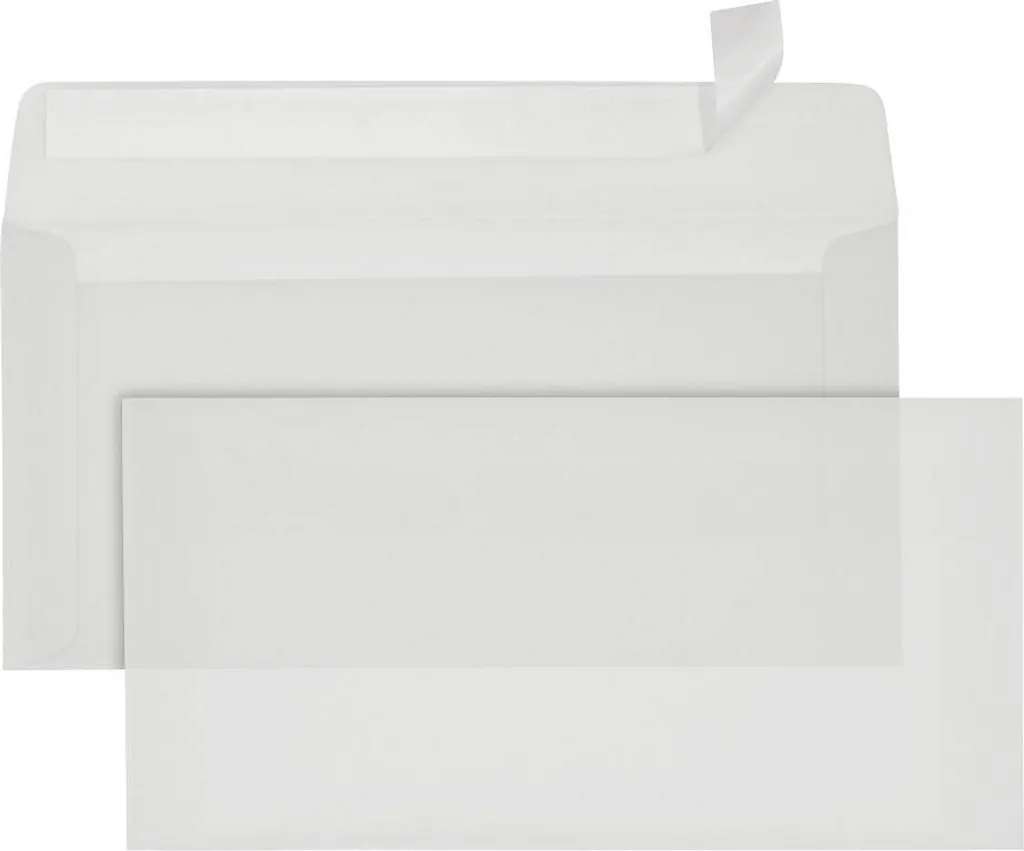 ÖKI 35663 Enveloppes DIN Long Transparentes sans Fenêtre - Lot de 500