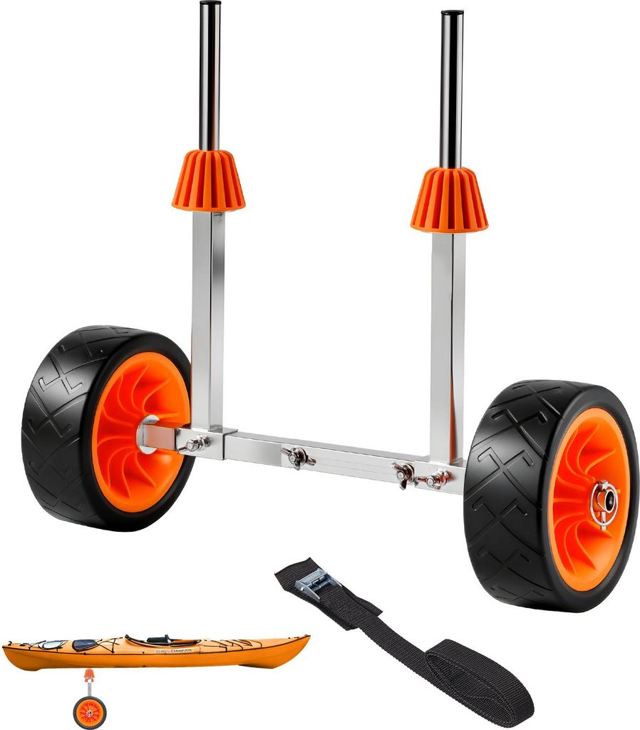 SucceBuy Kajakwagen, 113 kg Tragfähigkeit, Transportwagen mit 19,1 cm Vollgummireifen & Ständer, ideal für Kajaks, Kanus, Paddleboards, Jon-Boot...