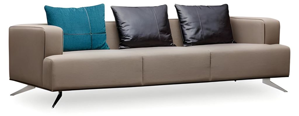 Modernes beiges Stoffsofa aus Holzrahmen