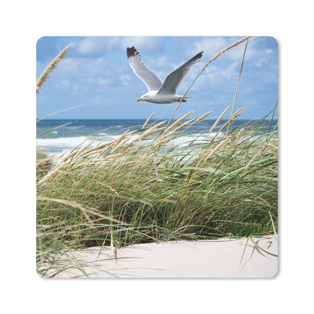 MuchoWow Mauspad Mousepad Strand - Pflanzen - Vogel 30x30 cm - Mousepads - Maus Mat - Pad - Mausunterlage - Gaming
