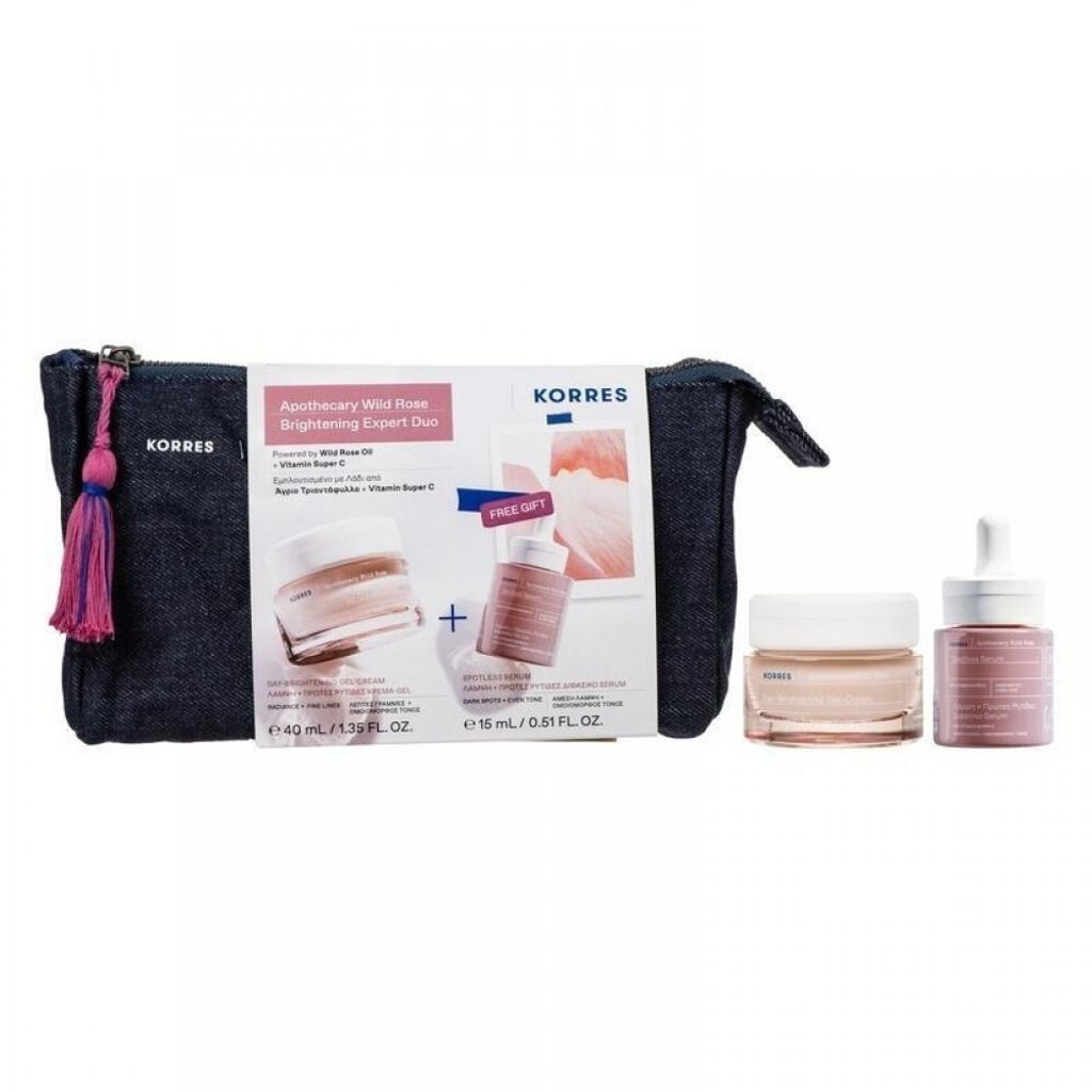 Korres Apothecary Wild Rose Brightening Expert Duo – Tagesaufhellende Creme 40 ml + Geschenk-Serum ohne Makel 15 ml