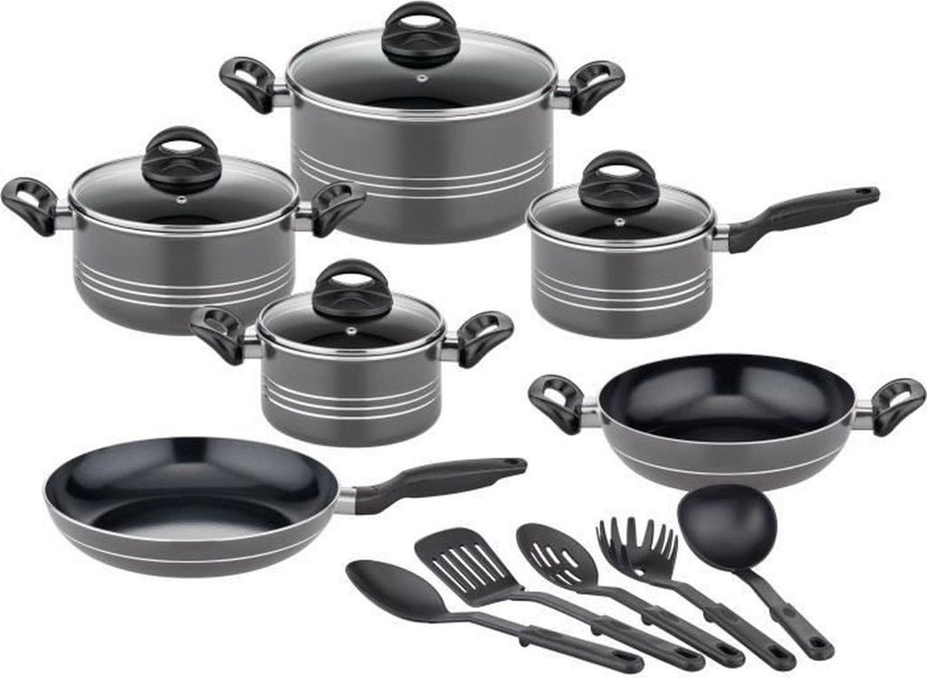 Kookset - Inductie - MILANO GREY - 15-delig - Massief Productafbeelding 
