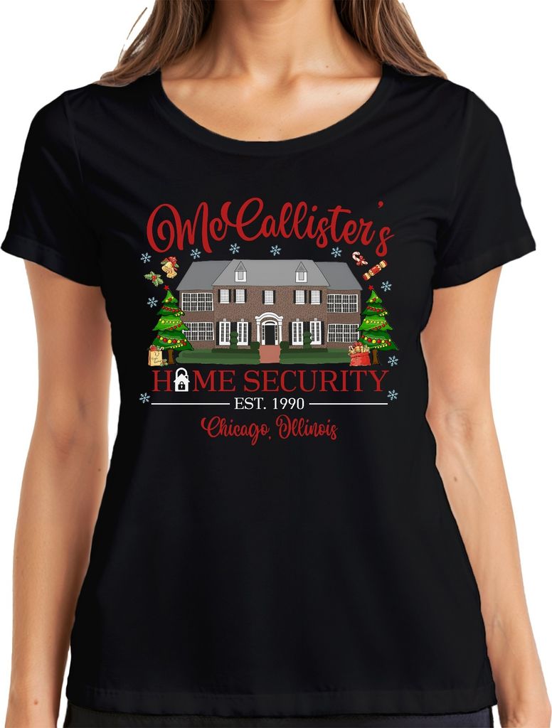 McCallister's Home Security Chicago Illinois - Weihnachten Christmas Xmas Damen T-Shirt, Schwarz, L