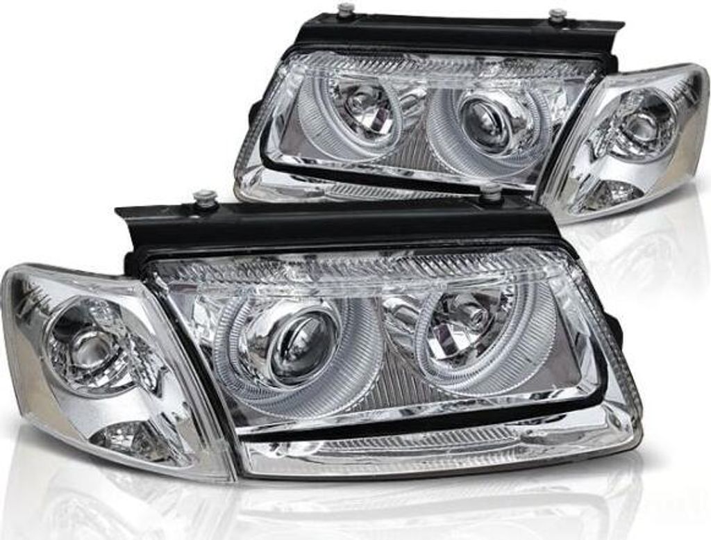 Scheinwerfer Angel Eyes passend für VW Passat 3B Bj. 96-00 Chrom