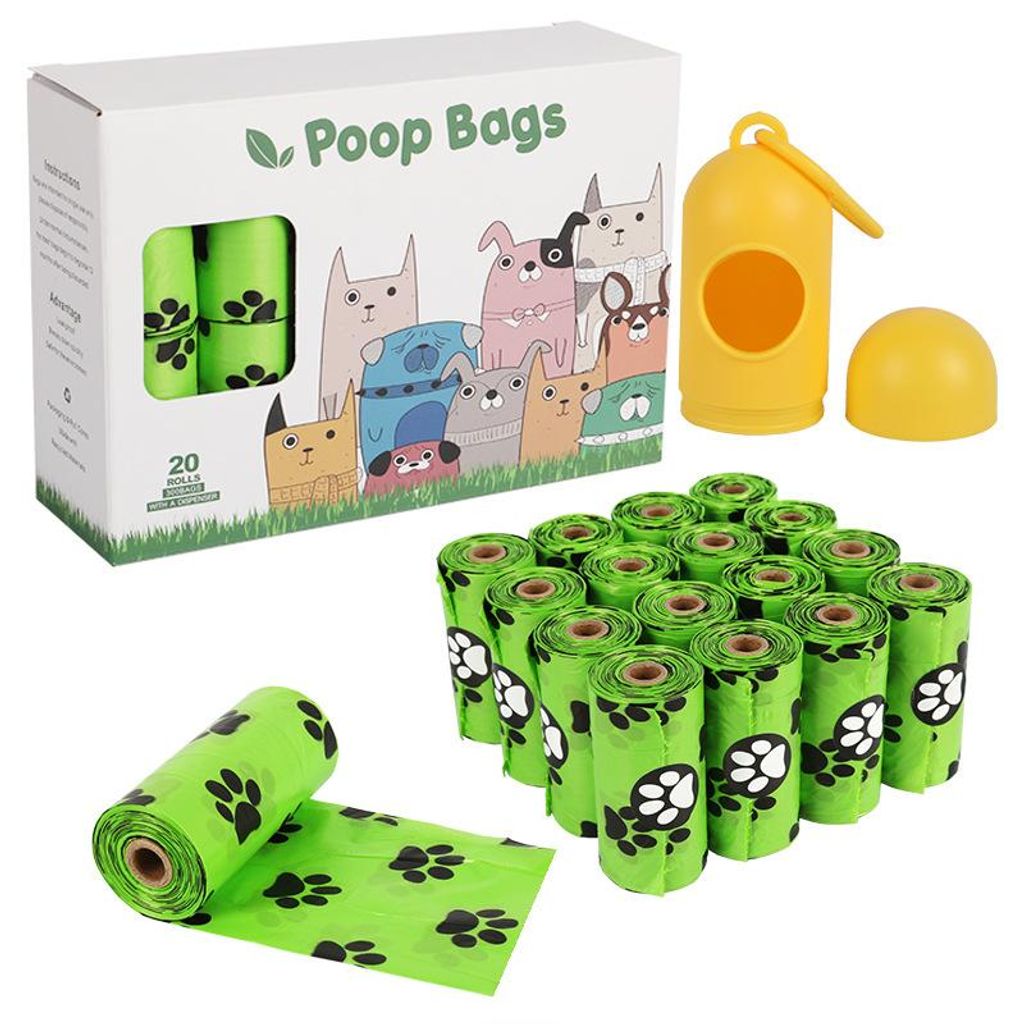 Hundekotbeutel Set mit Spender und Clip, 300 Beutel, praktisch für Gassi, Reise & Outdoor