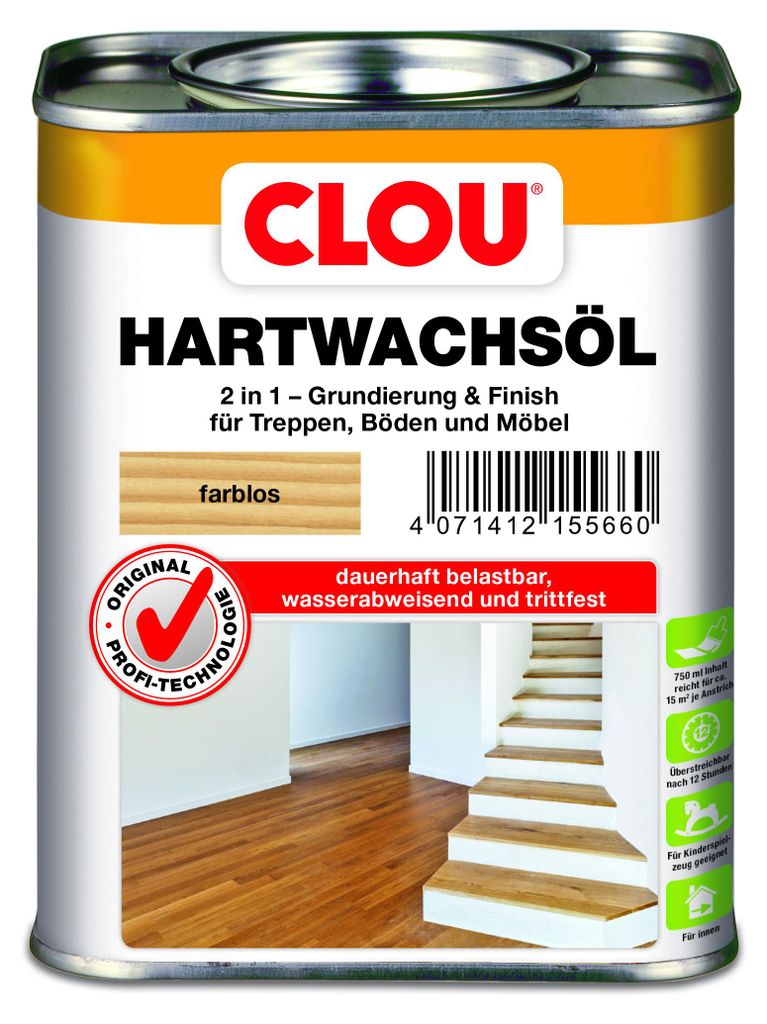 CLOU Hartwachs-Öl flüssig farblos 0,75 l Produktbild 