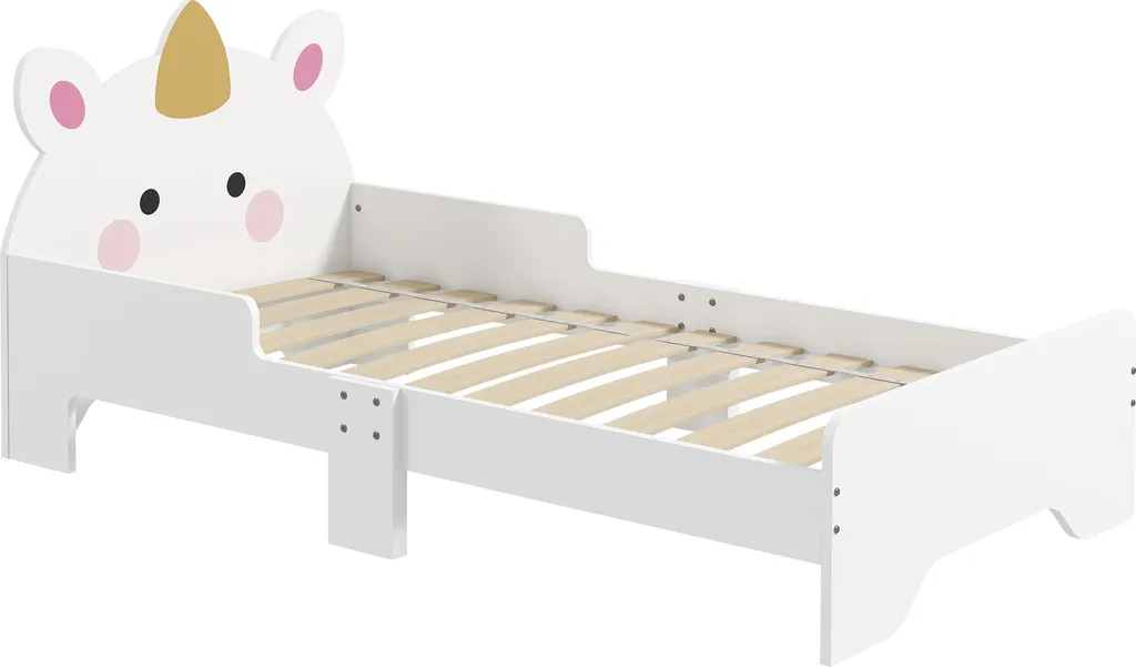 Lit Enfant 80kg Robuste 143x74cm avec Sommier à Lattes et Bords Élevés