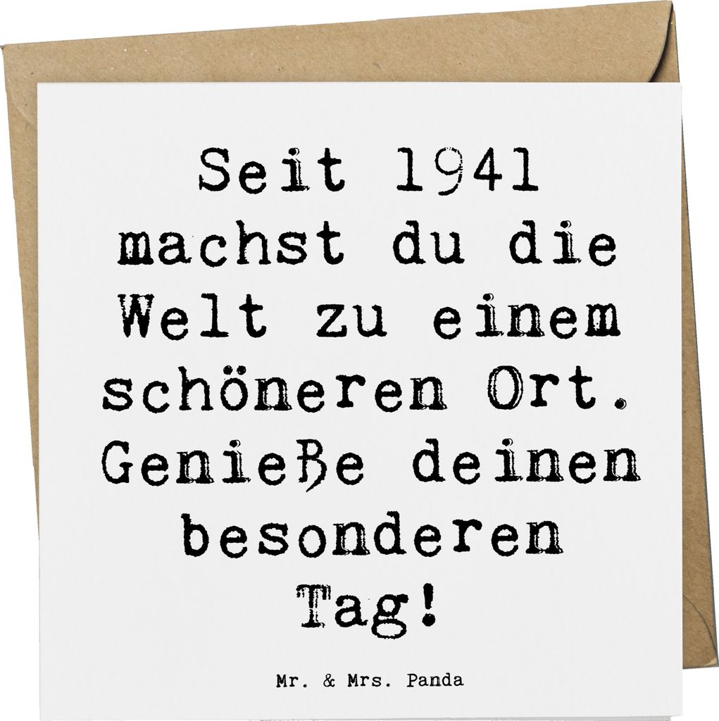Mr. & Mrs. Panda Glückwunschkarte Spruch 1941 Geburtstag - Weiß - Geschenk, Ehrentag, Klappkarte, Glückwunsch, doppelkarte, besonderer Tag, Erin...