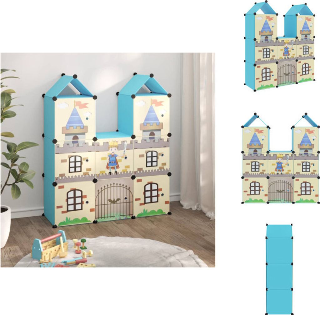 vidaXL Kinderschrank Modular mit 8 Würfeln Blau PP - Schuhregale & -schränke