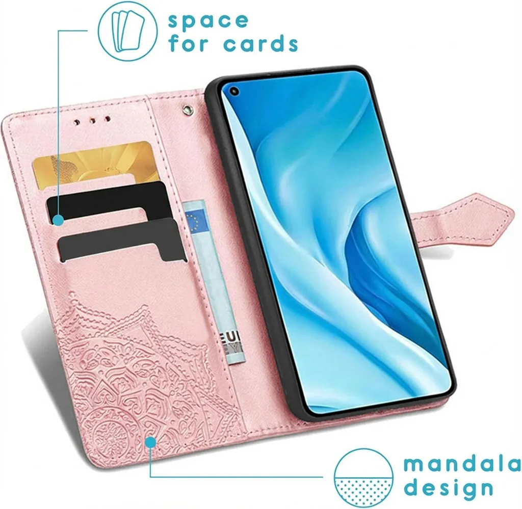 Per Xiaoi 11 Lite 5G NE / i 11 Lite 5G / Custodia da Tasca Con Cerniera 4G Floro andala Flower Exprinted in Pelle Pech Coperchi - Rosa