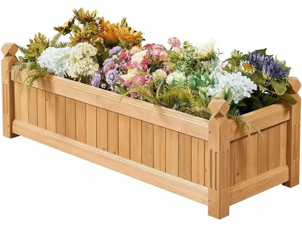 Pot de fleurs haut design bois naturel - Carré potager sur pieds 75cm