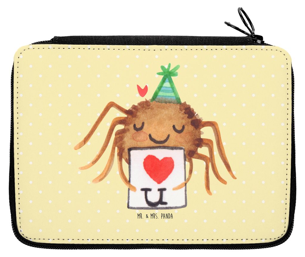 Mr. & Mrs. Panda Mäppchen Spinne Agathe Brief - Gelb Pastell - Geschenk, Bleistiftetui, Ich Liebe Dich, Stiftemappe, Verliebt, Schlampermäppchen,...