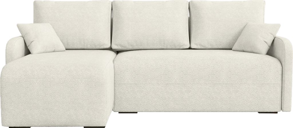 BroMARKT Ecksofa mit Schlaffunktion Malen Beige Bouclé Links