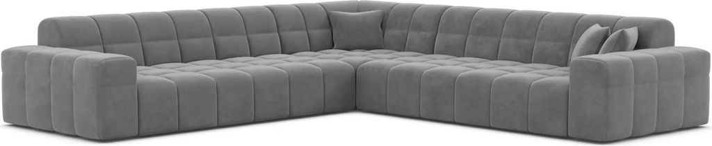 Samtstoff Ecksofa Nivara Dunkelgrau