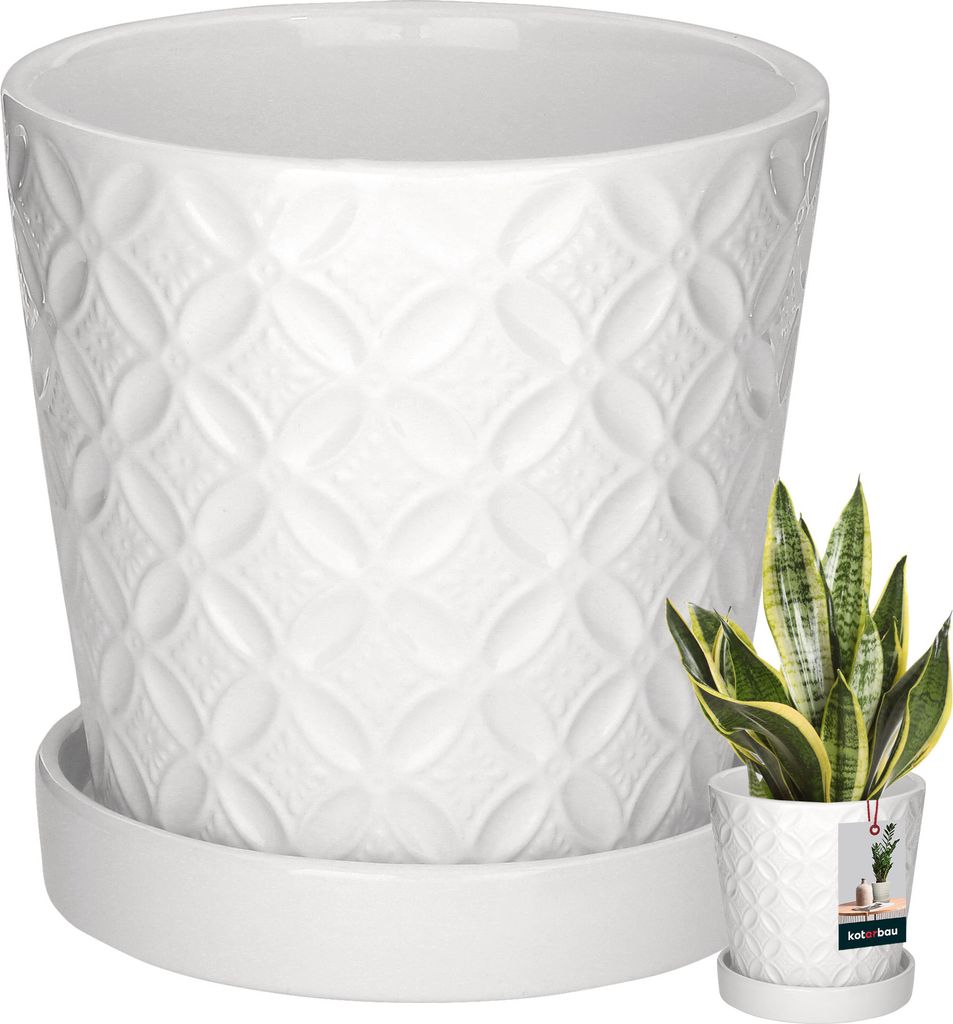 KOTARBAU® Pot de plantes avec soucoupe Blanc ⌀ 13 cm Image du produit 