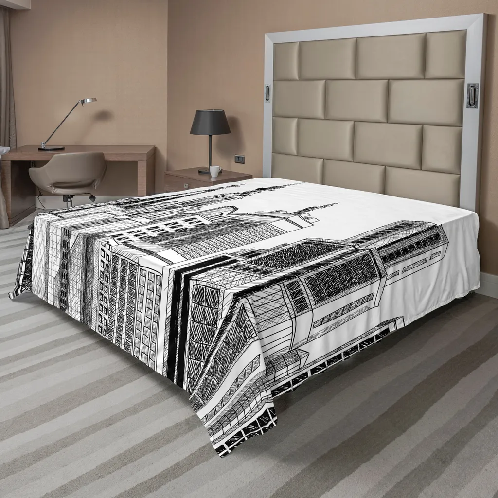 Drap de lit supérieur noir et blanc au design architecture moderne