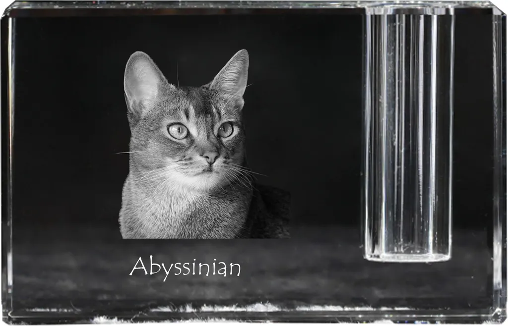 Pot à crayons Chat d'Abyssinie en cristal Art-Dog, décor de bureau unique