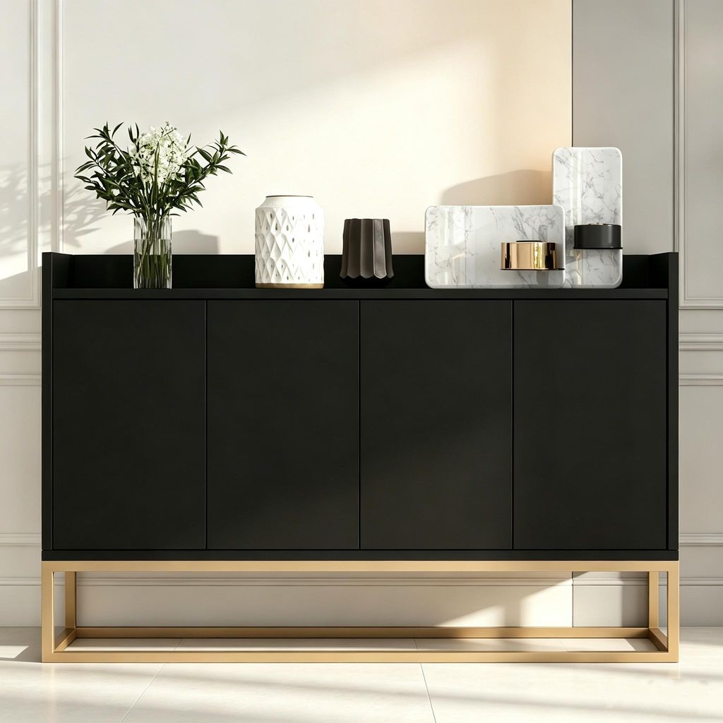 INONEFT Kommode Sideboard mit 4-Türiger und verstellbaren Produktbild 