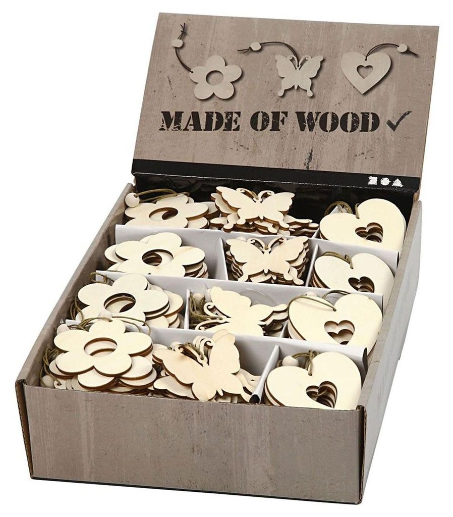 Creativ Company Holzdeko Bastelset - 200 Stück - Mehrfarbig