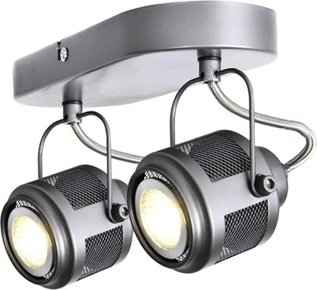 Applique double spot GU10 pour zones sombres gris métal KRYPTON 28cm
