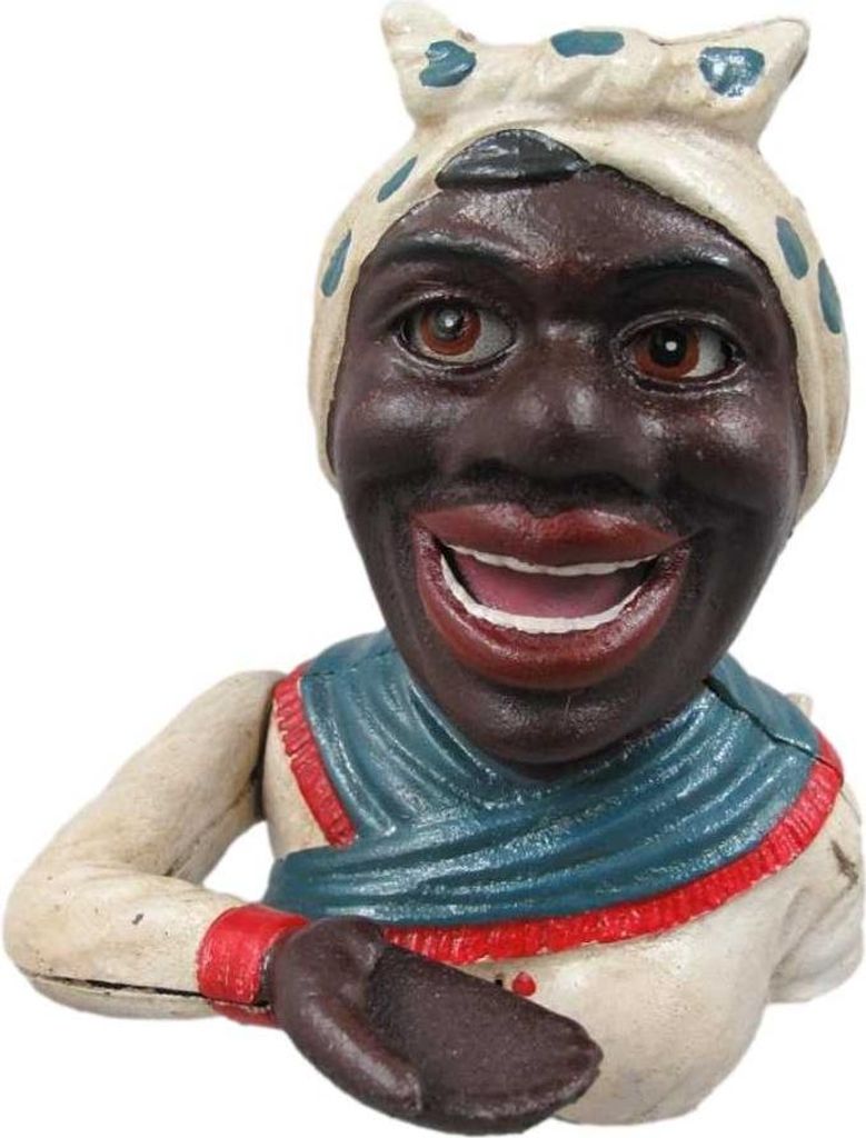 Spardose Geldbank Skulptur Gusseisen Afrikanerin Girl mechanisch