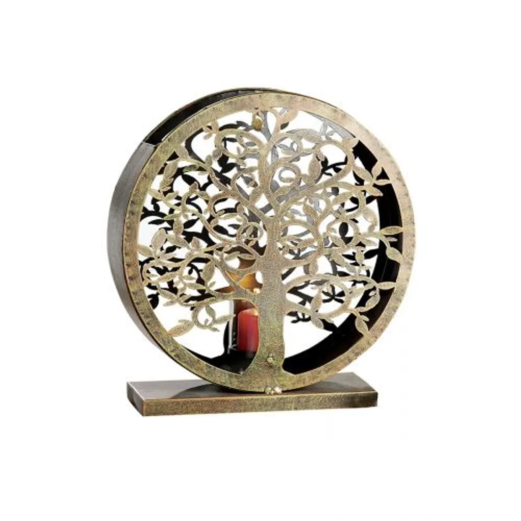 Photophore Ambiance Zen Arbre de Vie - Windlicht Métal Gilde Déco de Table