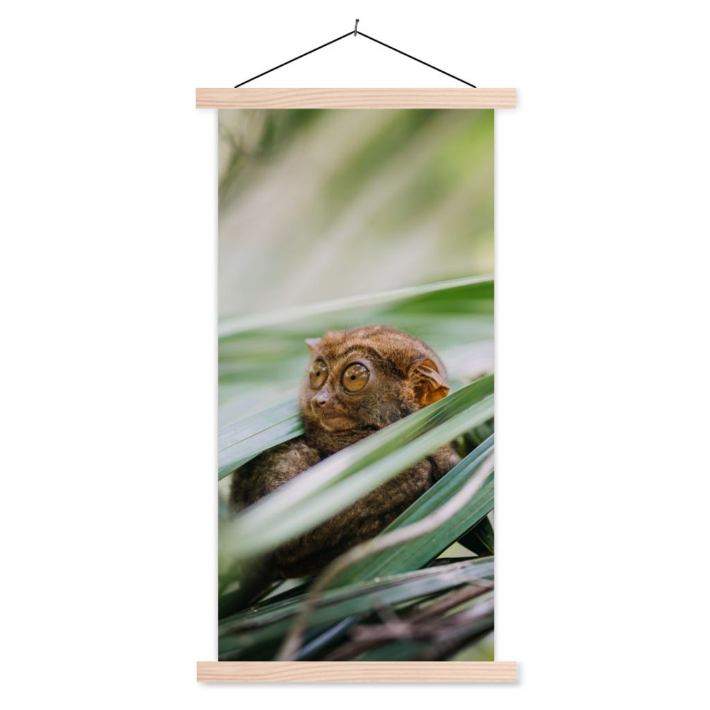 MuchoWow Textilposter Philippinisches Geistertier inmitten der Blätter 40x80 cm mit holzfarbenen Rahmen - Wohnzimmer