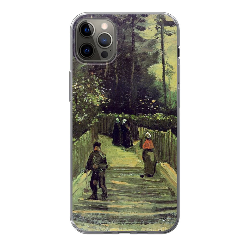 MuchoWow Handyhülle Schutzhülle Hülle für iPhone 12 Pro Max Schräger Weg in Montmartre - Vincent van Gogh Silikon Softcase Handy Hülle - Ha...