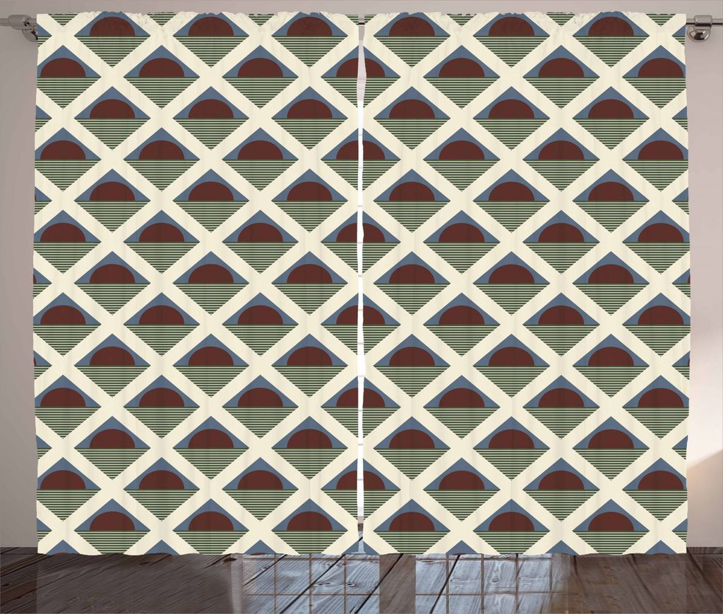 ABAKUHAUS Retro Rustikaler Gardine, Pop-Art-Halbkreis, Schlafzimmer Kräuselband Vorhang mit Schlaufen und Haken, 280 x 245 cm, Mehrfarbig