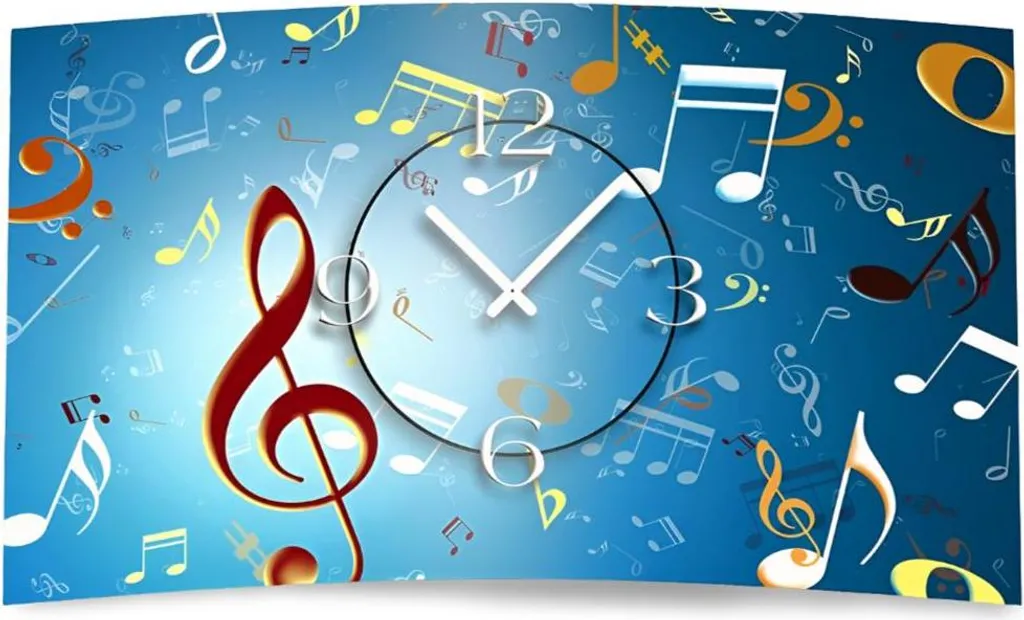 Horloge murale moderne design de musique silencieuse sans tic-tac 3D dixtime