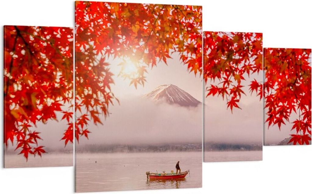 Bild auf Leinwand - Leinwandbild - Vulkan See - 160x90cm - Wand Bild - Wanddeko - Wandbilder - Leinwanddruck - Bilder - Kunstdruck - Wanddekoration...