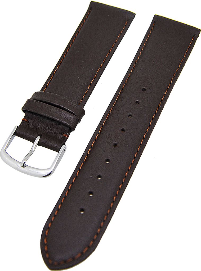 Uhrenarmband Kalbleder Dunkelbraun Ton in Ton gepolstert 22mm L Donschließe