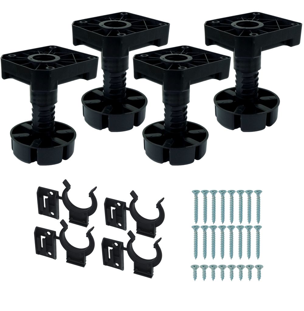 Set aus 4 verstellbaren Küchenfüßen 12,5 - 19,5 cm, Produktbild 