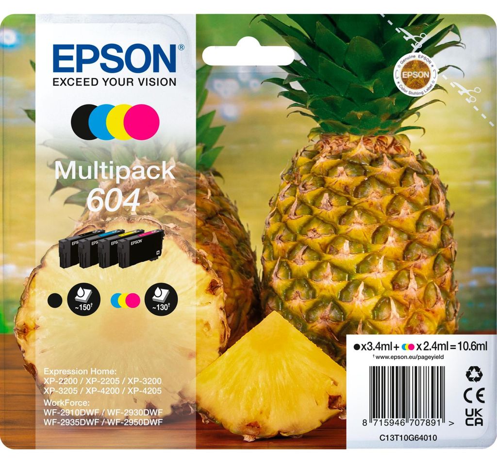 Epson 604, Standardowa wydajność, Czarny, Cyjan, Purpurowy, Zdjęcie produktu 