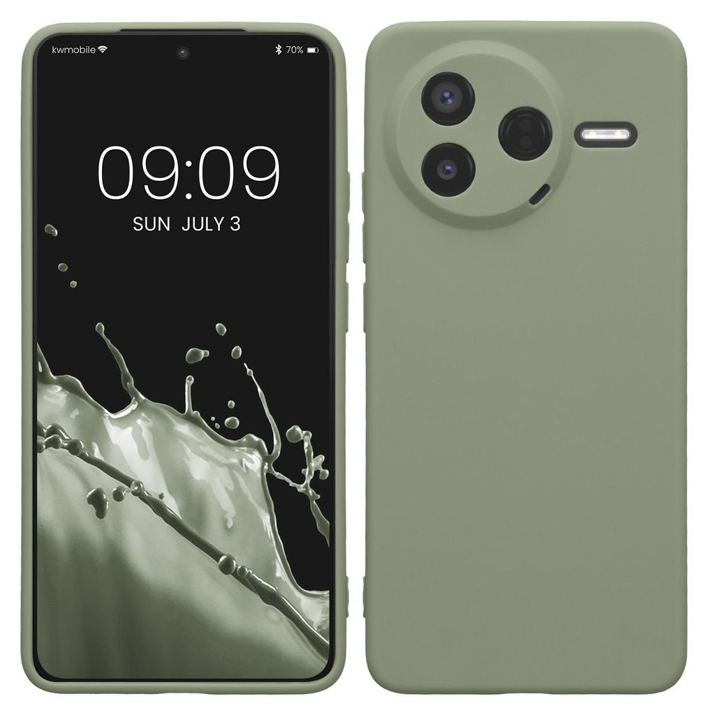 kwmobile Handyhülle für Xiaomi Poco F7 Pro Hülle - weiches Handy Silikon Case - Schutzhülle Cover - Graugrün