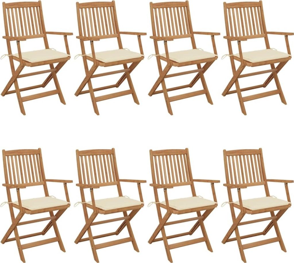 Klappbare Gartenstühle 8 Stk. mit Kissen Massivholz Akazie